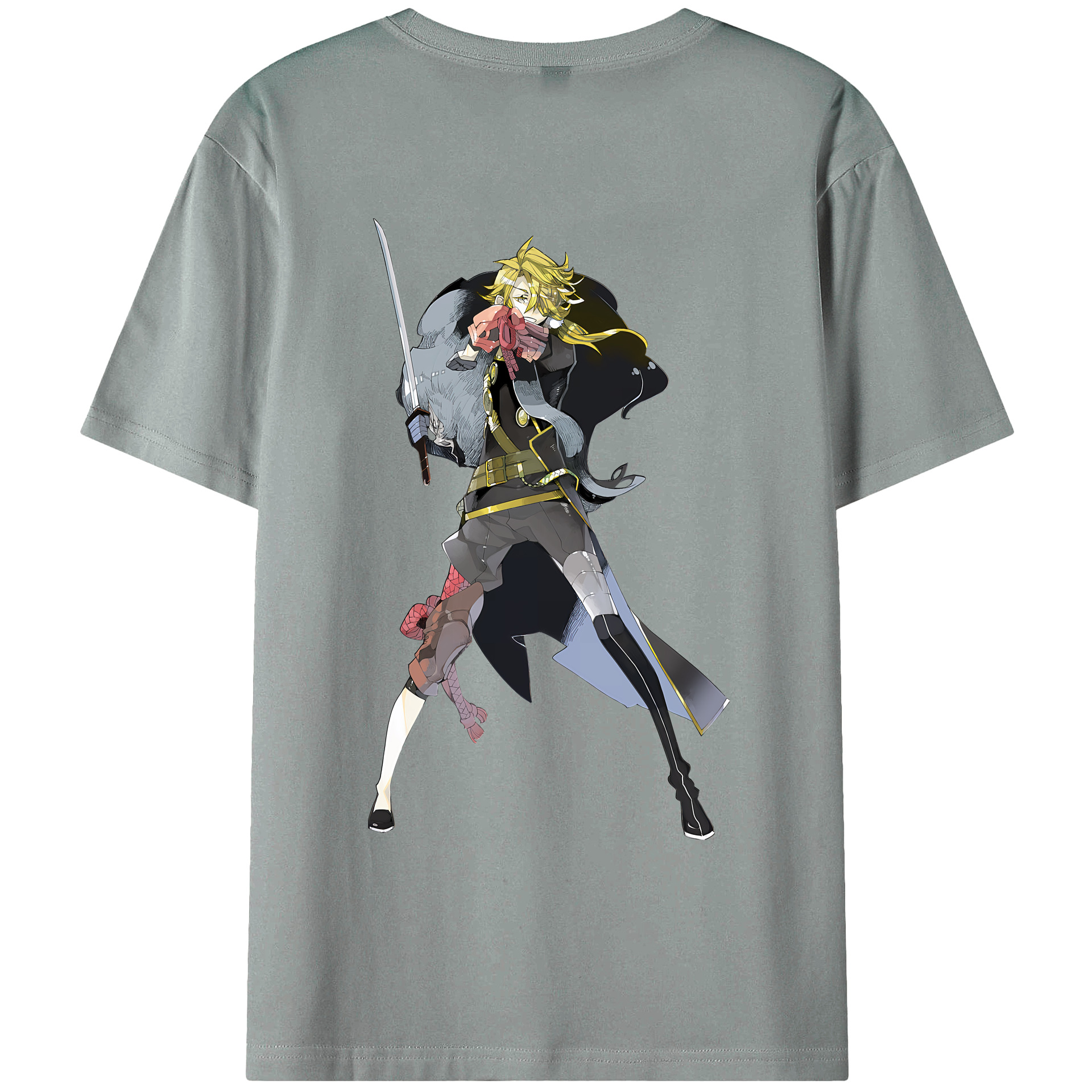 （画像用） 刀剣乱舞 Touken Ranbu 綿100％ メンズ半袖Tシャツ（バックプリント） 通気性